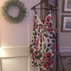 Red and black floral midi dress - Size 22